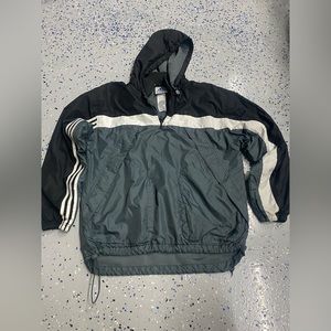 Adidas Black Gray White VTG 1/4 Zip Pullover Jacket Medium